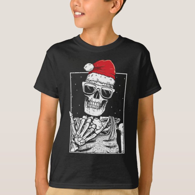 Camiseta Skeleton Rock Hand Halloween Rock (Frente)