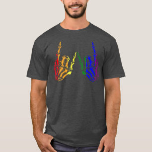 Camiseta Skeleton Rock Hand LGBTQ Legal Gay de Sinalizador