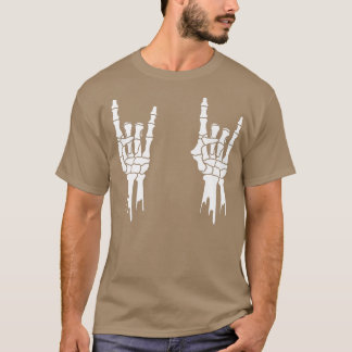 Camiseta Skeleton, Rock On Hands, Halloween, Men Women Kids
