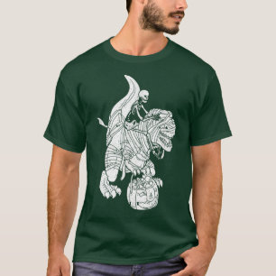 Camiseta Skeleton Rodando Dinossauro T Re Halloween Rider F