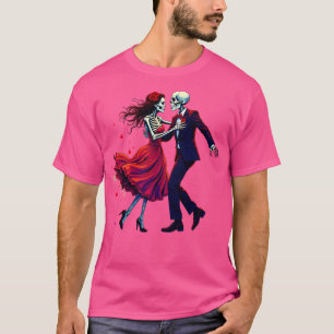 Camiseta Skeleton Romance Dança com Dia de as Bruxas engraç
