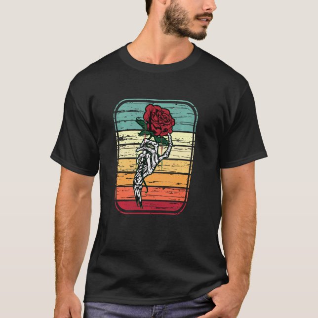 Camiseta Skeleton Rosa Retro Rock Music Heavy Metal (Frente)