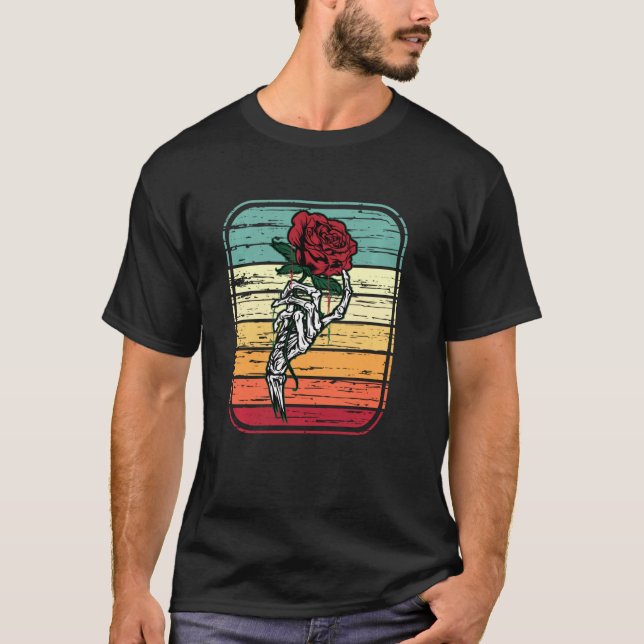 Camiseta Skeleton Rosa Retro Rock Music Heavy Metal (Frente)