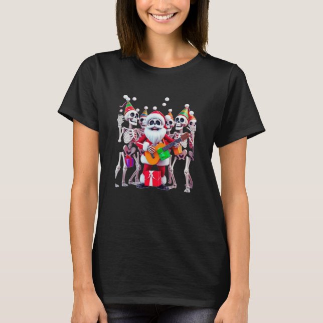 Camiseta **Skeleton Santa Party – Funny 3D Christmas Skelet (Frente)