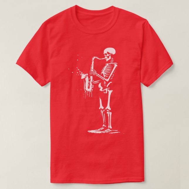 Camiseta skeleton saxophone player (Frente do Design)