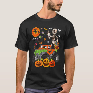Camiseta Skeleton Segurando Candy Basket Pumpkin No Monstro