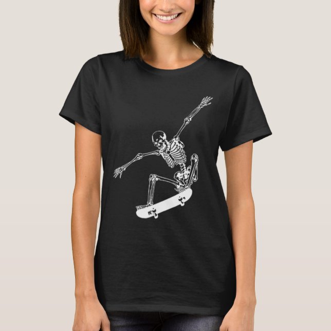Camiseta Skeleton Skateboard Skull Halloween Skate (Frente)