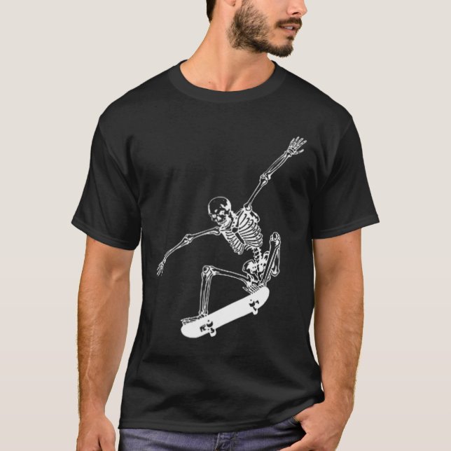 Camiseta Skeleton Skateboard Skull Halloween Skate (Frente)