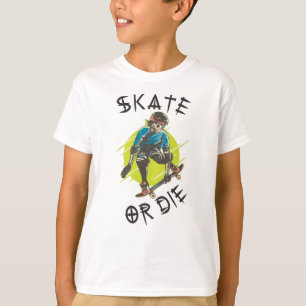 Camiseta Skeleton Skateboarder skate ou die