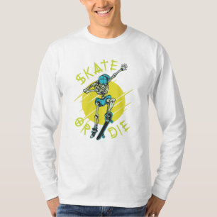 Camiseta Skeleton Skateboarder skate ou die