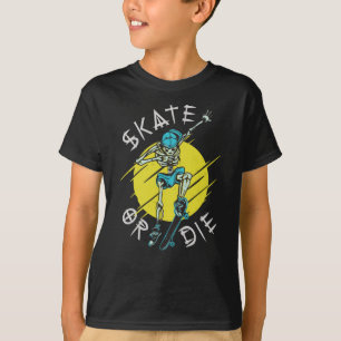 Camiseta Skeleton Skateboarder skate ou die