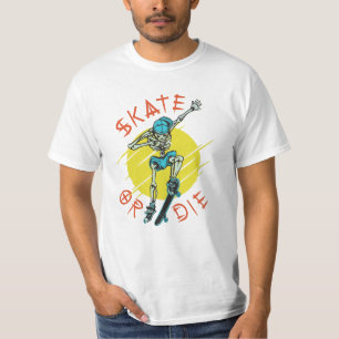 Camiseta Skeleton Skateboarder skate ou die