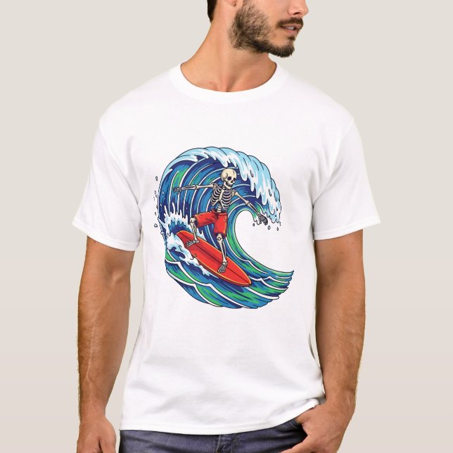 Camiseta Skeleton Skating T-Shirt – Funny Skateboarding Ske (Frente)