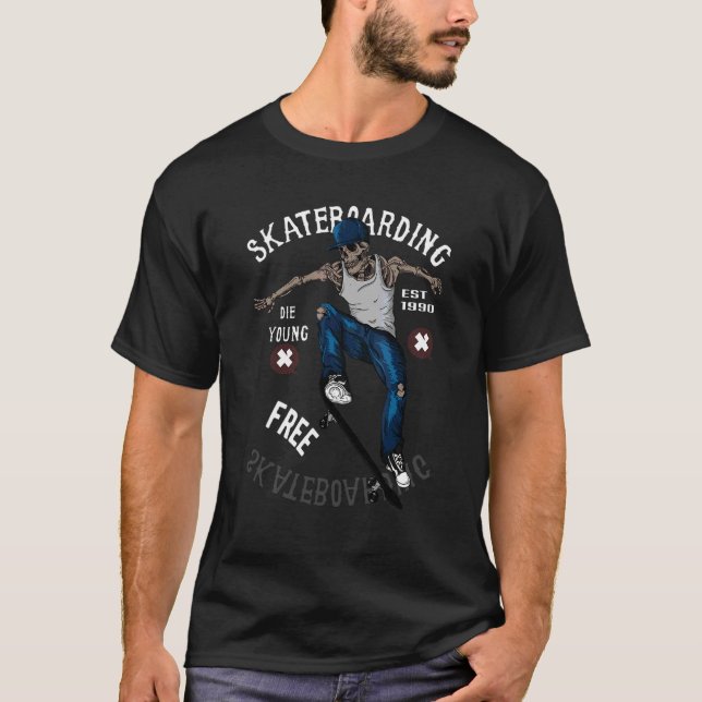 Camiseta Skeleton Skeleton Skateboard Streetwear Hip (Frente)