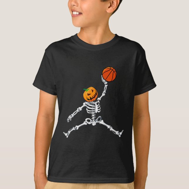Camiseta Skeleton Sketll Halloween Pumpkin Slam Dunk (Frente)