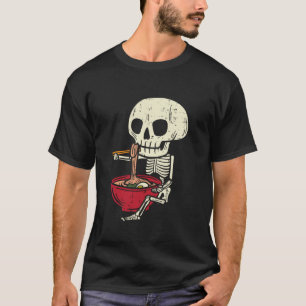 Camiseta Skeleton Skull Eating Ramen Cute Anime Halloween B
