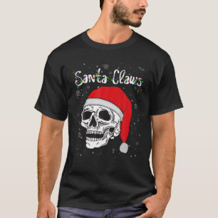 Camiseta Skeleton Skull Hat Light Papai Noel Christma