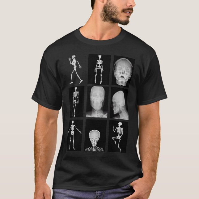 Camiseta Skeleton Skull Human Body XRAYS Anatomia Collage  (Frente)