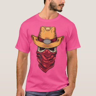Camiseta Skeleton Skull Veste Cowboy Hat Rodeo Vintage West