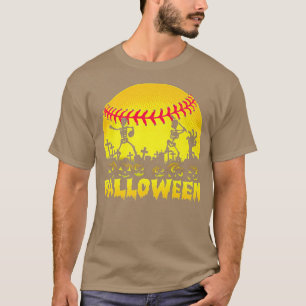 Camiseta Skeleton Softball Balloween Halloween Baseball Sca