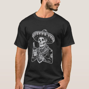 Camiseta Skeleton Sombrero Tequila Dia do Morto Culto Mexic