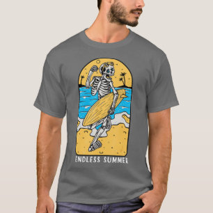 Camiseta Skeleton Surfer Beach Surfing Surf Vintage Sk