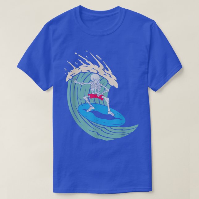 Camiseta Skeleton Surfing Halloween Hawaii Surfer Ride (Frente do Design)