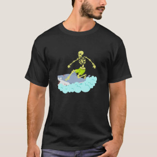 Camiseta Skeleton Surfing Halloween Tee Zombie Shark Engraç