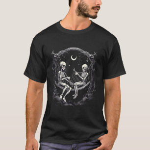 Camiseta Skeleton Swing Night Moon Halloween Skelet