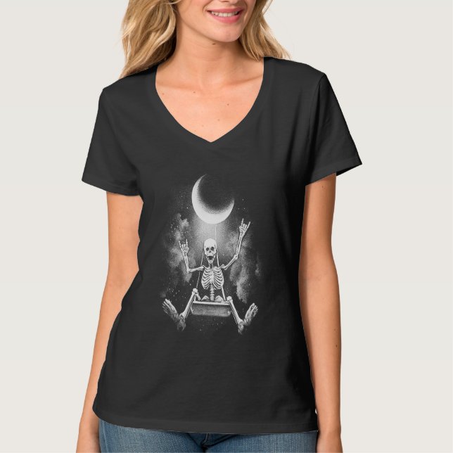 Camiseta Skeleton Swinging Moon Rock (Frente)