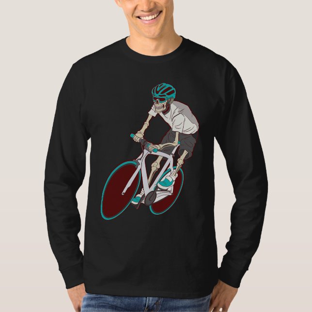 Camiseta Skeleton that drives a road bike (Frente)