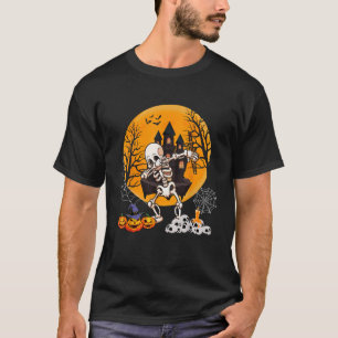 Camiseta Skeleton Tocando Crânios Clarinet Halloween Esculp