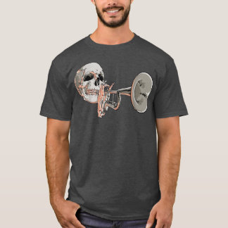 Camiseta Skeleton tocando trompete Música Engraçada Musici
