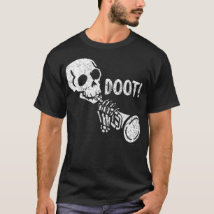 Camiseta Skeleton tocando trompete Música Engraçada Musici