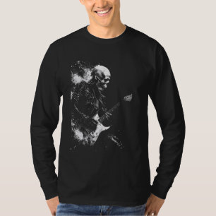 Camiseta Skeleton tocando violão, Rock Star Shreding Guita