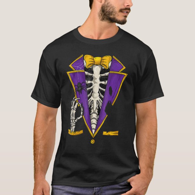 Camiseta Skeleton Tuxedo Suit Halloween Costume como zumbi (Frente)