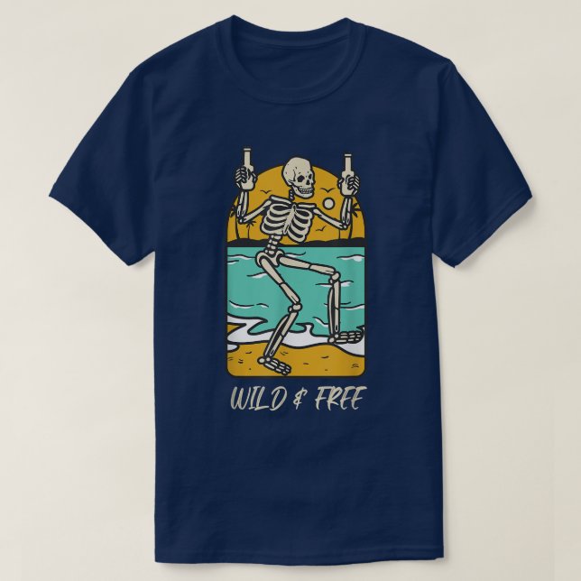 Camiseta Skeleton WILD & FREE  (Frente do Design)