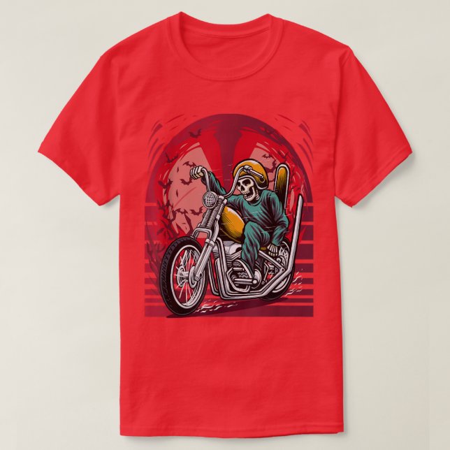 Camiseta Skeleton with Big Bike Creepy Skeleton  (Frente do Design)