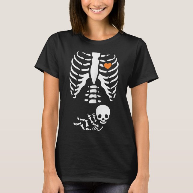 Camiseta Skeleton Xray Halloween Costume Pregnant Women Mom (Frente)