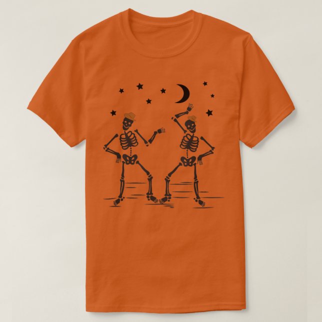 Camiseta Skeletons Dançantes E Loucos Sob A Lua E Starli (Frente do Design)
