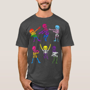 Camiseta Skeletons Dançantes Homens LGBT-Orgulho gay Rainbo