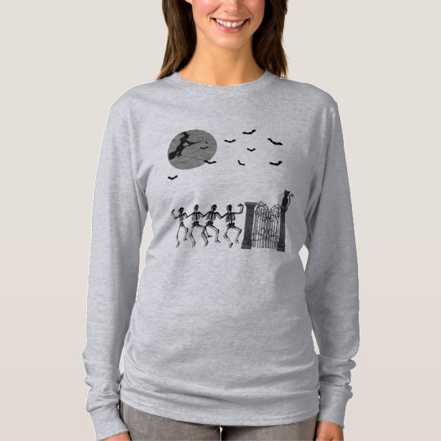 Camiseta Skeletons Dançantes Na Noite (Frente)