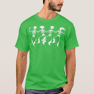 Camiseta Skeletons Dançantes Spooky Halloween Cowboys Line