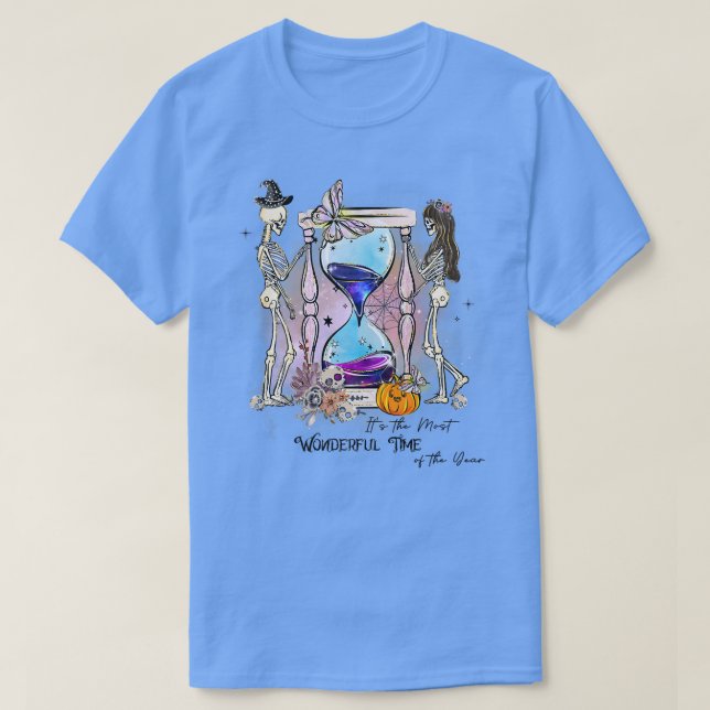 Camiseta Skeletons divertidos Halloween Tee Hourglass JackO (Frente do Design)