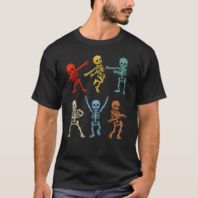 Camiseta Skeletons Engraçados Dançando Crianças Meninas Mul (Frente)