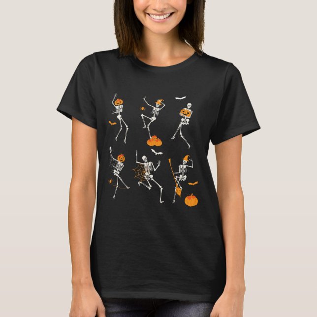 Camiseta Skeletons Engraçados Dançando Desafio de Dia das B (Frente)
