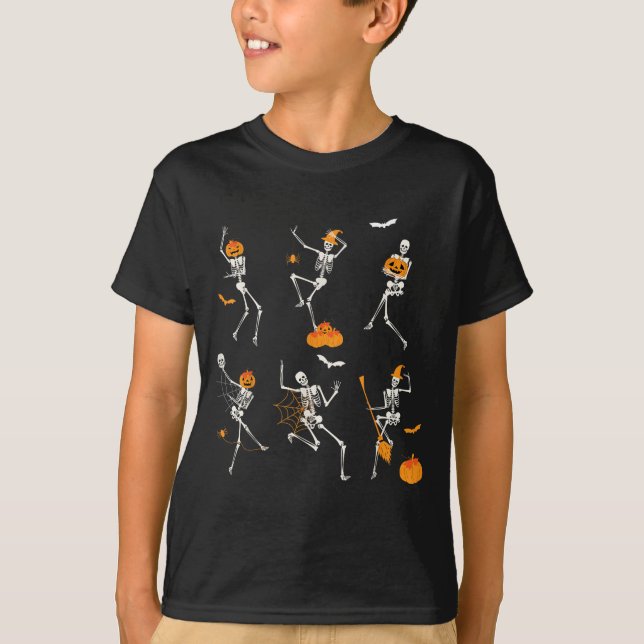 Camiseta Skeletons Engraçados Dançando Desafio de Dia das B (Frente)