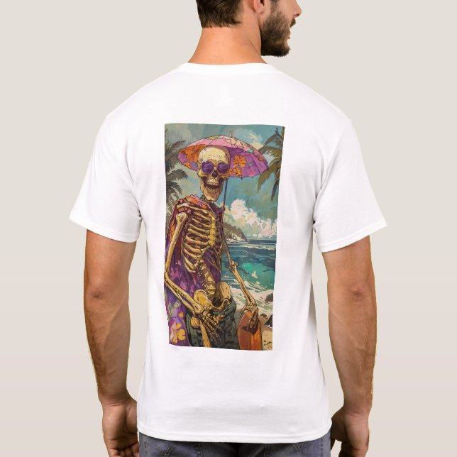 Camiseta Skeletor Funny Na Vacação AR 916 T-Shirt (Verso)