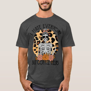 Camiseta Skelfee Lepard Eu Odeio Todos, Mas Café