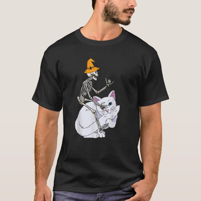 Camiseta Skeliding Cat Lazy Halloween Figurume Cute Ki (Frente)